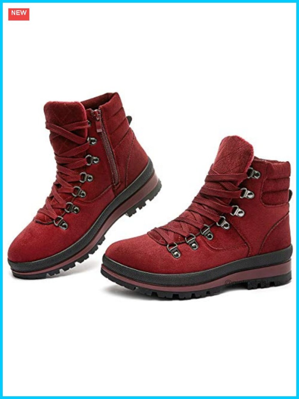 Womens Combat Boots Winter Ankle Boots Lace-Up Zip Slip Resistant Snow Boots